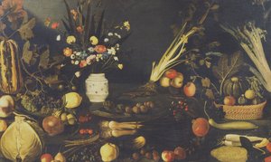 Natura morta di fiori, frutta e verdura, c.1594